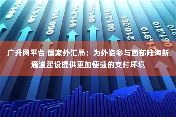 广升网平台 国家外汇局:为外资参与西部陆海新通道建设提供更加便捷的支付环境